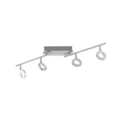 LED Deckenstrahler, aluminiumfarben, schwenkbar, runde Leuchtköpfe, modern