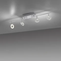 LED Deckenstrahler, aluminiumfarben, schwenkbar, runde Leuchtköpfe, modern