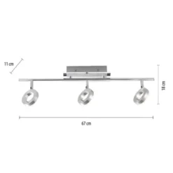 LED-Deckenstrahler, Aluminium, 3 Leuchtköpfe, warmweiße Lichtfarbe, modern