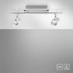 LED-Deckenstrahler, Aluminium, 2 Leuchtköpfe, warmweiße Lichtfarbe, modern