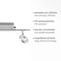 LED-Deckenstrahler, Aluminium, 2 Leuchtköpfe, warmweiße Lichtfarbe, modern