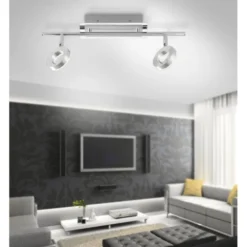 LED-Deckenstrahler, Aluminium, 2 Leuchtköpfe, warmweiße Lichtfarbe, modern