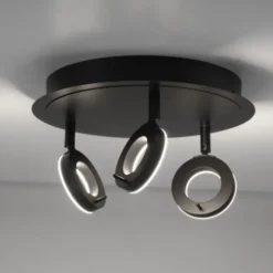 LED Deckenstrahler anthrazit rund 3 flammig drehbar spritzwasserschutz