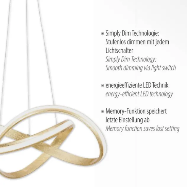 LED Design Pendelleuchte, geschwungene Form, stahlfarben, dimmbar, modern