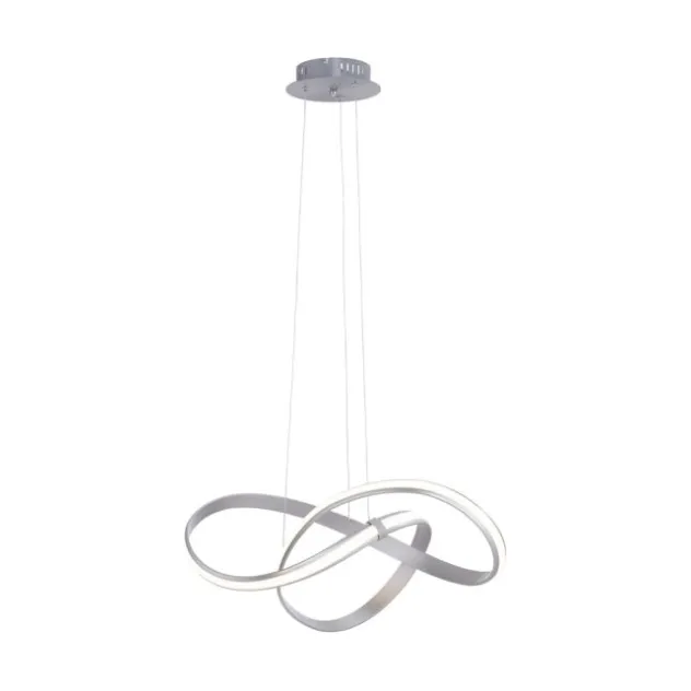LED Design Pendelleuchte, geschwungene Form, stahlfarben, dimmbar, modern