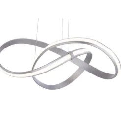 LED Design Pendelleuchte, geschwungene Form, stahlfarben, dimmbar, modern