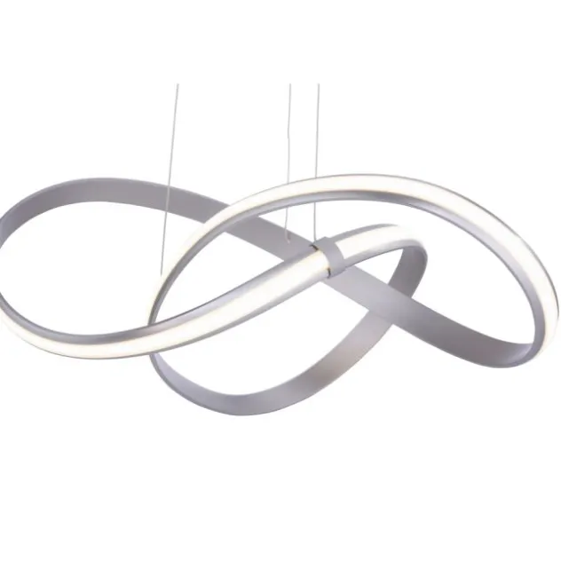 LED Design Pendelleuchte, geschwungene Form, stahlfarben, dimmbar, modern