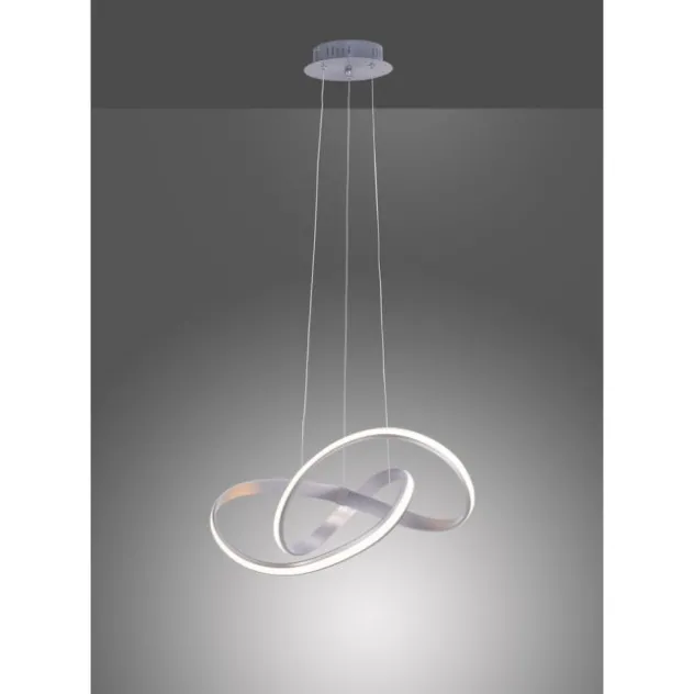 LED Design Pendelleuchte, geschwungene Form, stahlfarben, dimmbar, modern