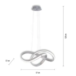 LED Design Pendelleuchte, geschwungene Form, stahlfarben, dimmbar, modern