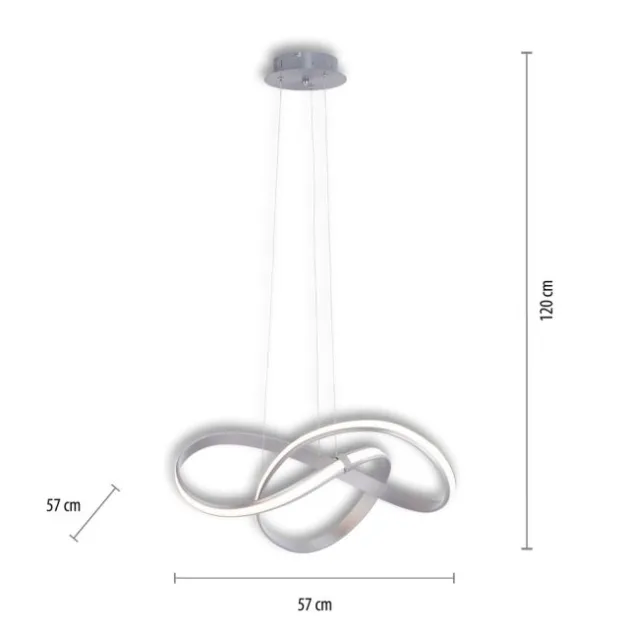 LED Design Pendelleuchte, geschwungene Form, stahlfarben, dimmbar, modern