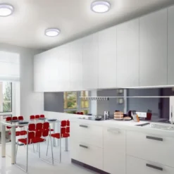 LED-Einbauleuchte in silber und rund mit warmweißer Lichtfarbe mit Dimmfunktion