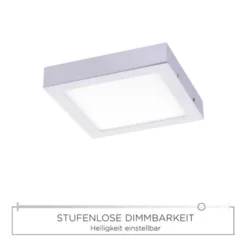 LED-Einbauleuchte, silber, quadratisch, dimmbar, blendfrei, warnweiß, eckig