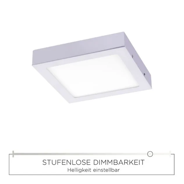 LED-Einbauleuchte, silber, quadratisch, dimmbar, blendfrei, warnweiß, eckig