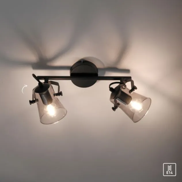 LED 2 flammige Deckenlampe und Wandlampe schwarz drehbar schlichtes Design