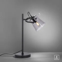 LED 1 flammige Tischlampe schwarz drehbar Schnurschalter schlichtes Design