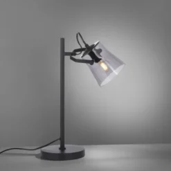 LED 1 flammige Tischlampe schwarz drehbar Schnurschalter schlichtes Design