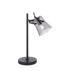 LED 1 flammige Tischlampe schwarz drehbar Schnurschalter schlichtes Design