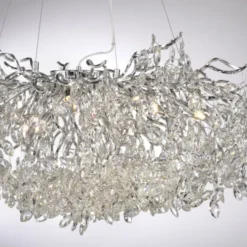 LED Kronleuchter chrom Kristallanhänger Pendelleuchte Schlafzimmer