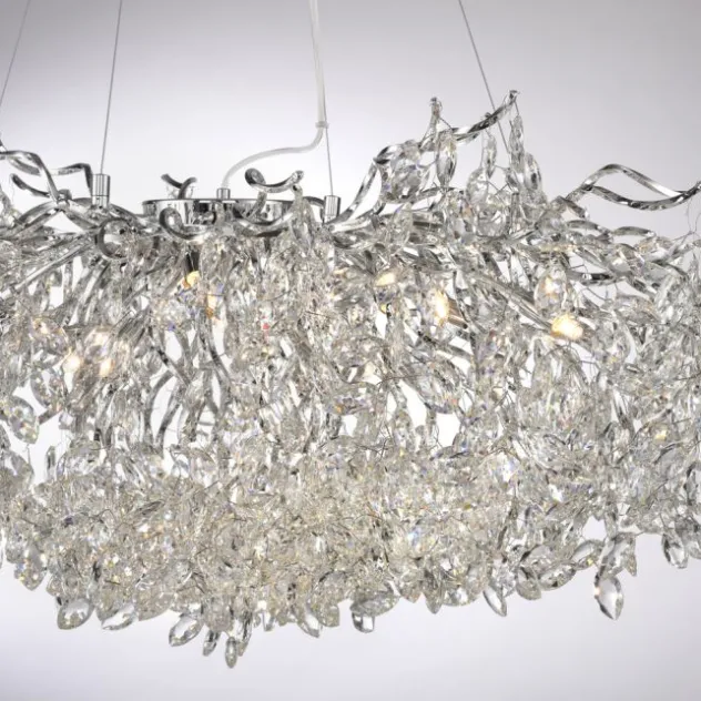 LED Kronleuchter chrom Kristallanhänger Pendelleuchte Schlafzimmer