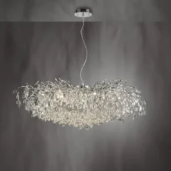 LED Kronleuchter chrom Kristallanhänger Pendelleuchte Schlafzimmer