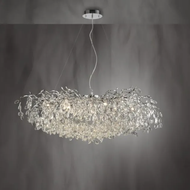 LED Kronleuchter chrom Kristallanhänger Pendelleuchte Schlafzimmer