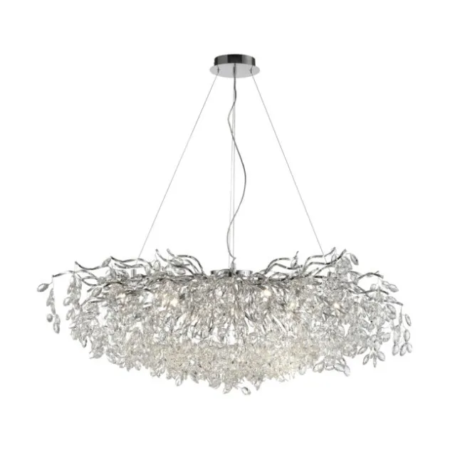 LED Kronleuchter chrom Kristallanhänger Pendelleuchte Schlafzimmer