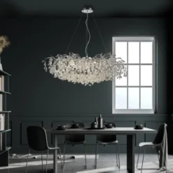 LED Kronleuchter chrom Kristallanhänger Pendelleuchte Schlafzimmer