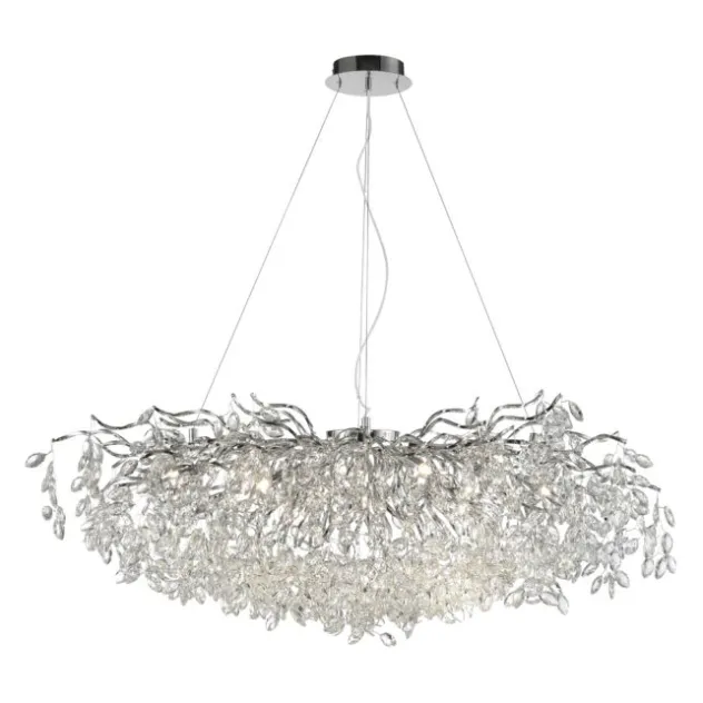 LED Kronleuchter chrom Kristallanhänger Pendelleuchte Schlafzimmer