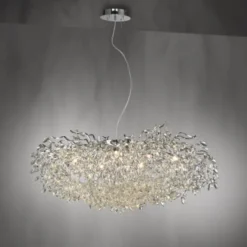 LED Kronleuchter chrom Kristallanhänger Pendelleuchte Schlafzimmer