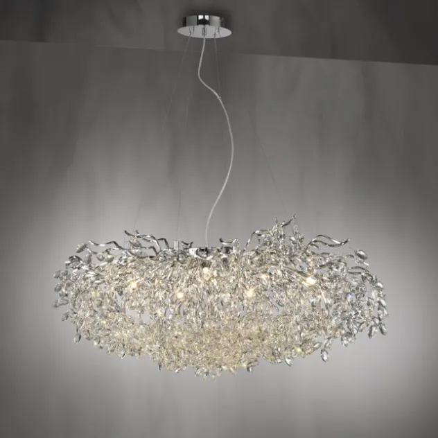 LED Kronleuchter chrom Kristallanhänger Pendelleuchte Schlafzimmer