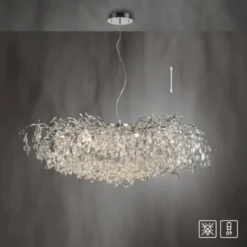 LED Kronleuchter chrom Kristallanhänger Pendelleuchte Schlafzimmer