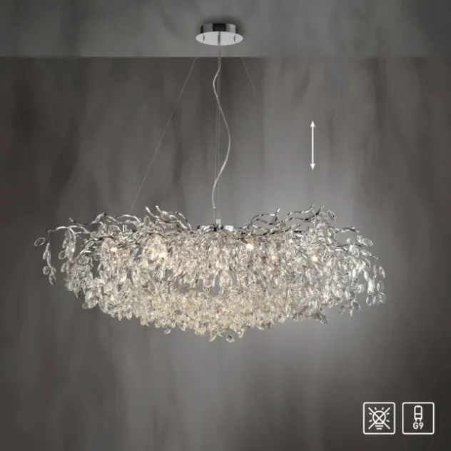 LED Kronleuchter chrom Kristallanhänger Pendelleuchte Schlafzimmer