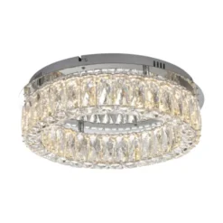 LED Kronleuchter Deckenlampe chrom Kristallanhänger 3-Stufen-Dimmer