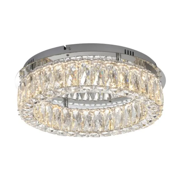 LED Kronleuchter Deckenlampe chrom Kristallanhänger 3-Stufen-Dimmer