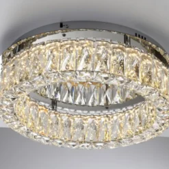 LED Kronleuchter Deckenlampe chrom Kristallanhänger 3-Stufen-Dimmer