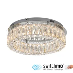 LED Kronleuchter Deckenlampe chrom Kristallanhänger 3-Stufen-Dimmer