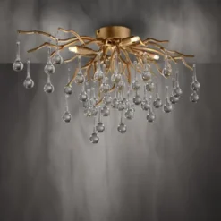 LED Kronleuchter ICICLE altmessing Glaskristallabhänger Schlafzimmer