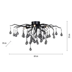 LED Kronleuchter ICICLE schwarz Glaskristallanhänger Schlafzimmer