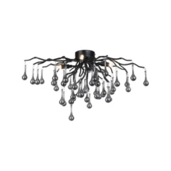LED Kronleuchter ICICLE schwarz Glaskristallanhänger Schlafzimmer