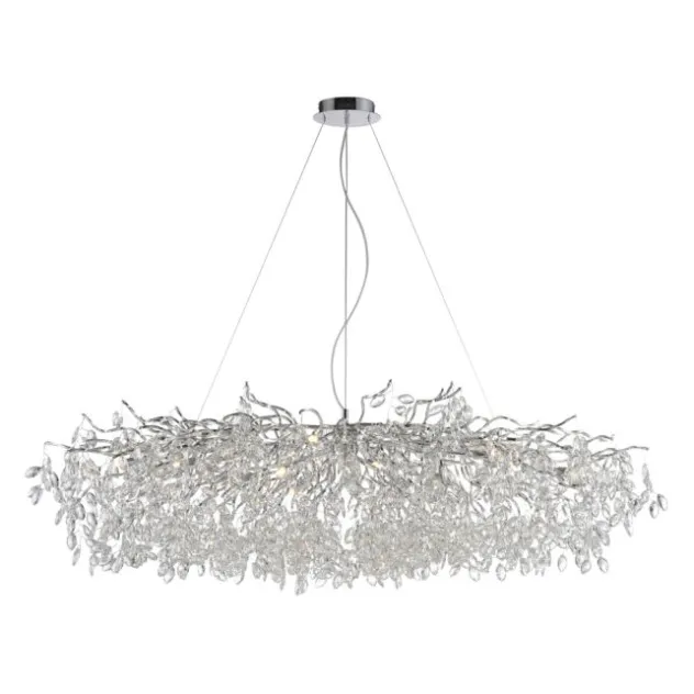 LED Kronleuchter Kristallanhänger chrom Pendelleuchte Schlafzimmer