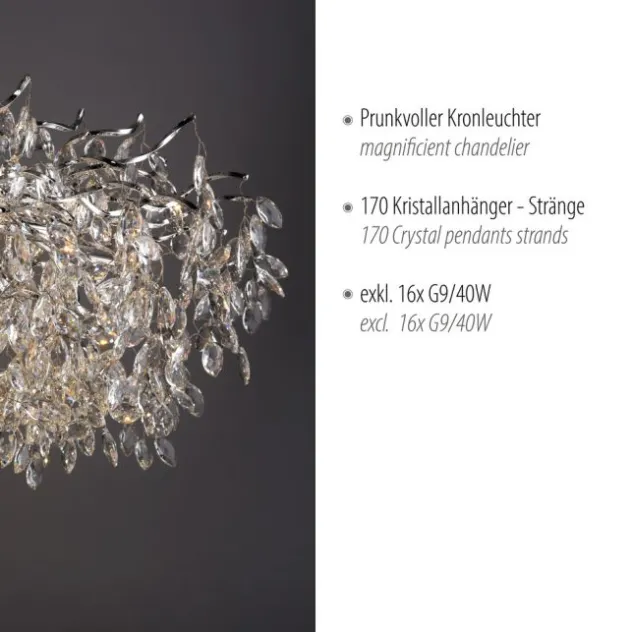 LED Kronleuchter Kristallanhänger chrom Pendelleuchte Schlafzimmer