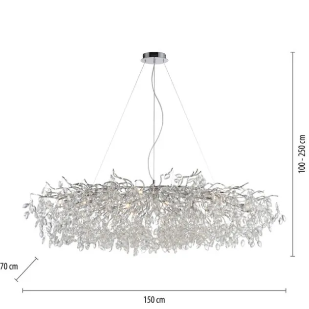 LED Kronleuchter Kristallanhänger chrom Pendelleuchte Schlafzimmer