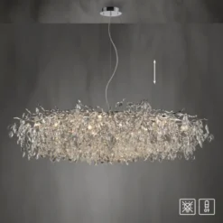 LED Kronleuchter Kristallanhänger chrom Pendelleuchte Schlafzimmer
