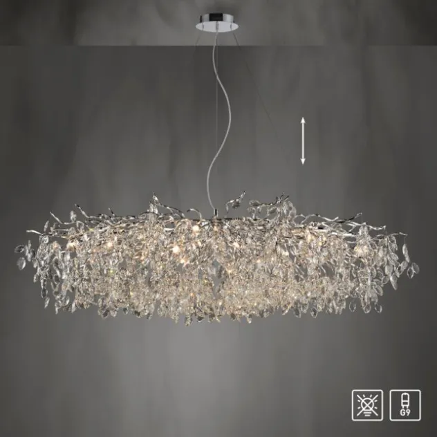LED Kronleuchter Kristallanhänger chrom Pendelleuchte Schlafzimmer