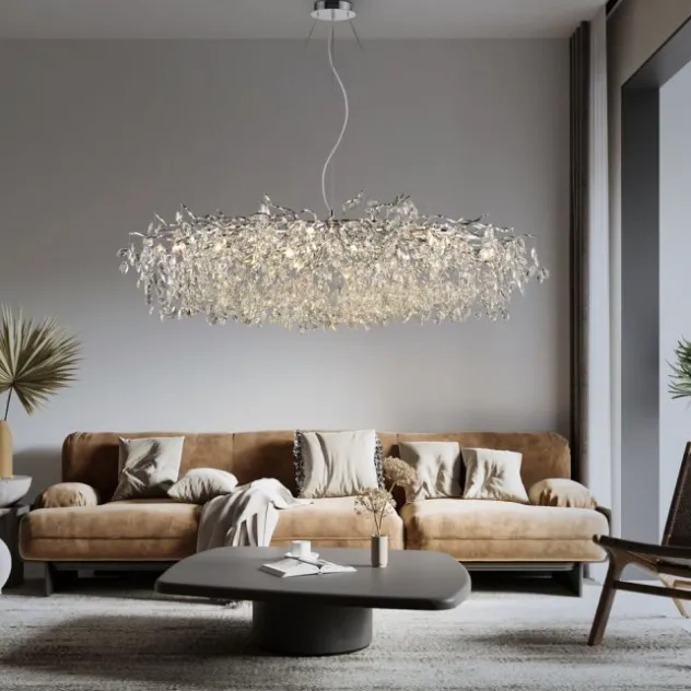 LED Kronleuchter Kristallanhänger chrom Pendelleuchte Schlafzimmer