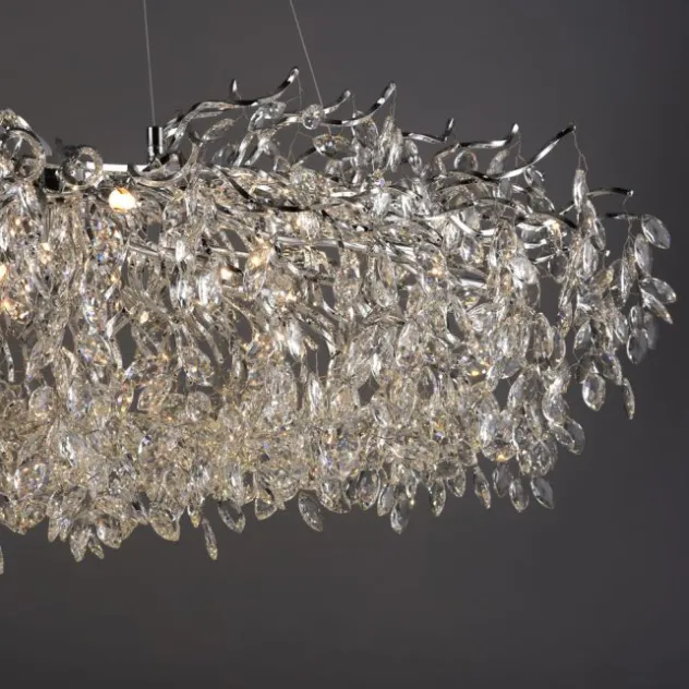 LED Kronleuchter Kristallanhänger chrom Pendelleuchte Schlafzimmer