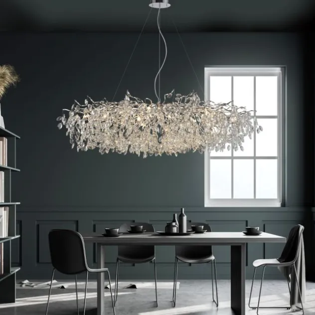 LED Kronleuchter Kristallanhänger chrom Pendelleuchte Schlafzimmer