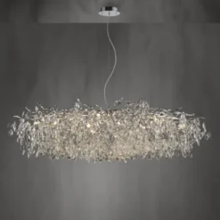 LED Kronleuchter Kristallanhänger chrom Pendelleuchte Schlafzimmer