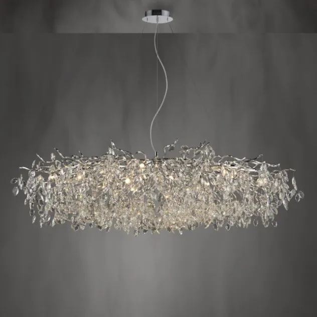 LED Kronleuchter Kristallanhänger chrom Pendelleuchte Schlafzimmer