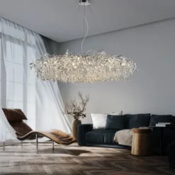 LED Kronleuchter Kristallanhänger chrom Pendelleuchte Schlafzimmer